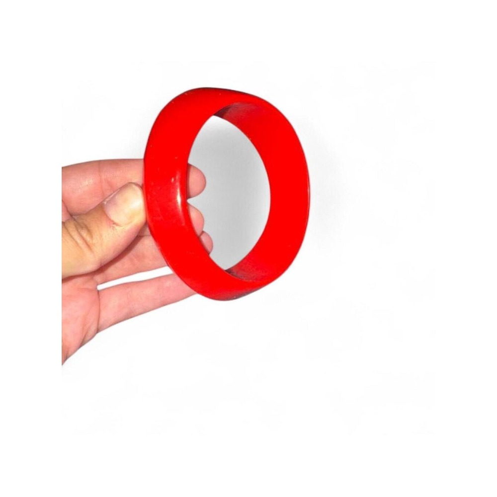 Bangle Bracelet Women OS Red Excellent Chunky Retro Solid Smooth